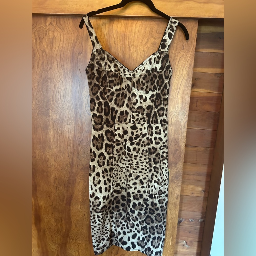Dolce & Gabbana Leopard-print silk-blend charmeuse dress